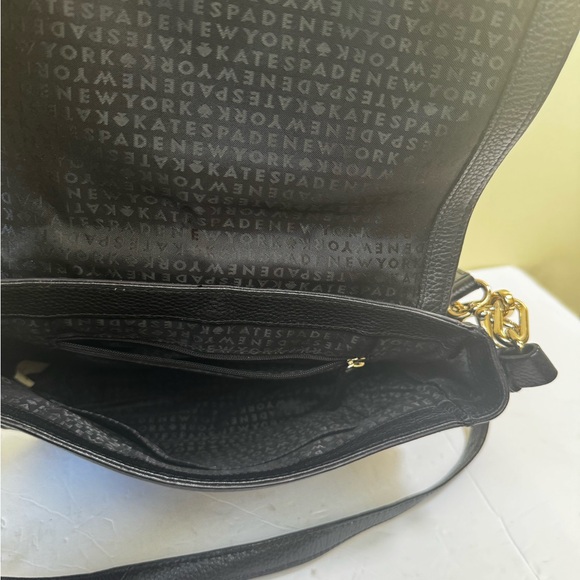 Kate Spade Mulberry Street Alicia Leather Shoulder Crossbody Saddle Bag Flap Blk - Picture 9 of 15